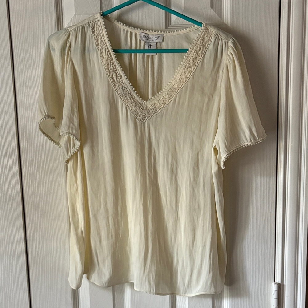 Rachel Zoe Cream V-Neck Blouse